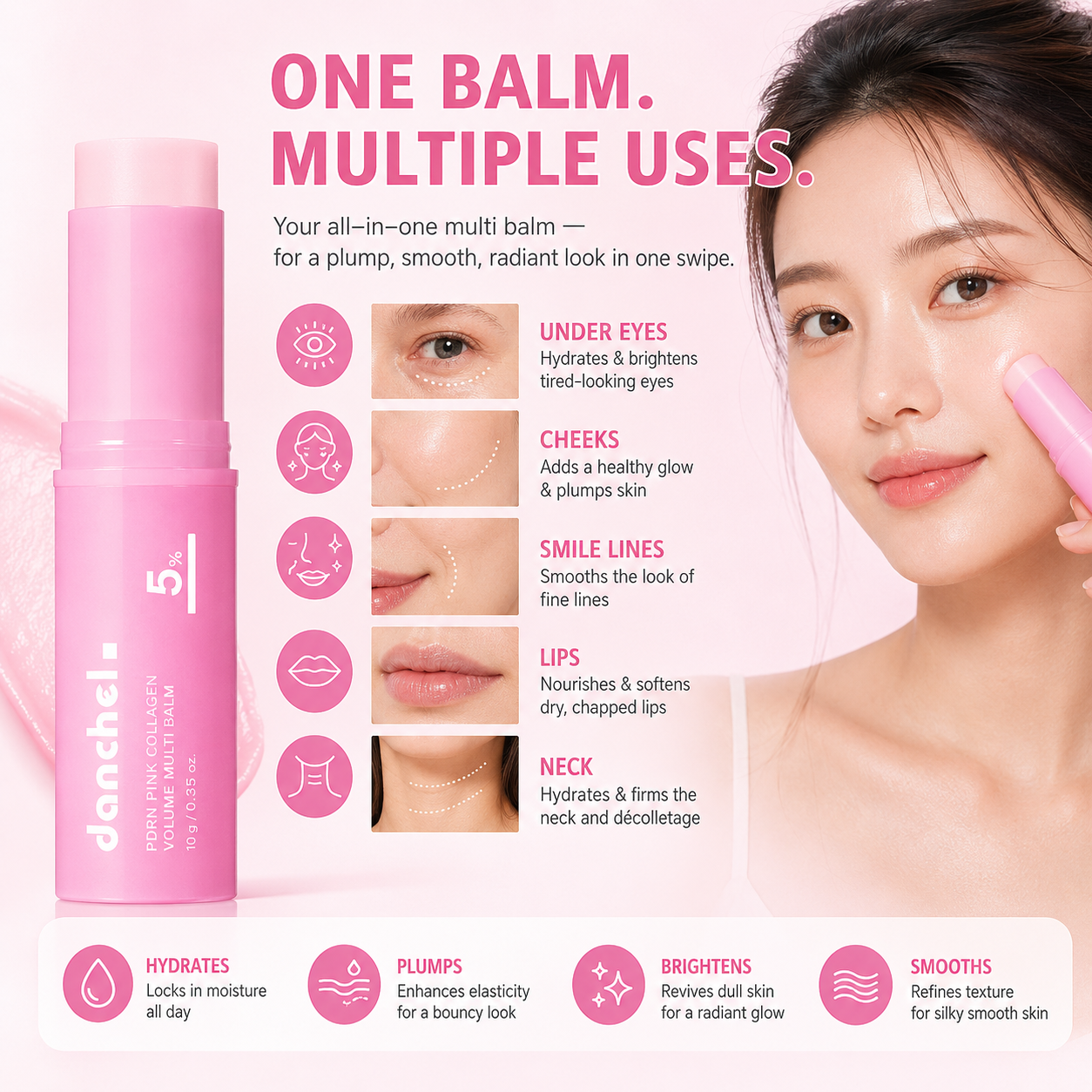 Pink Collagen Multi Balm – Hydrating Glow Stick for Firmer, Radiant Skin